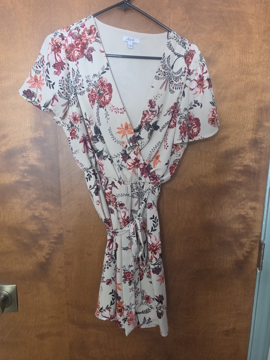 AUW Dresses & Skirts - AUW Cream Mini Dress with Red & Orange Floral Print